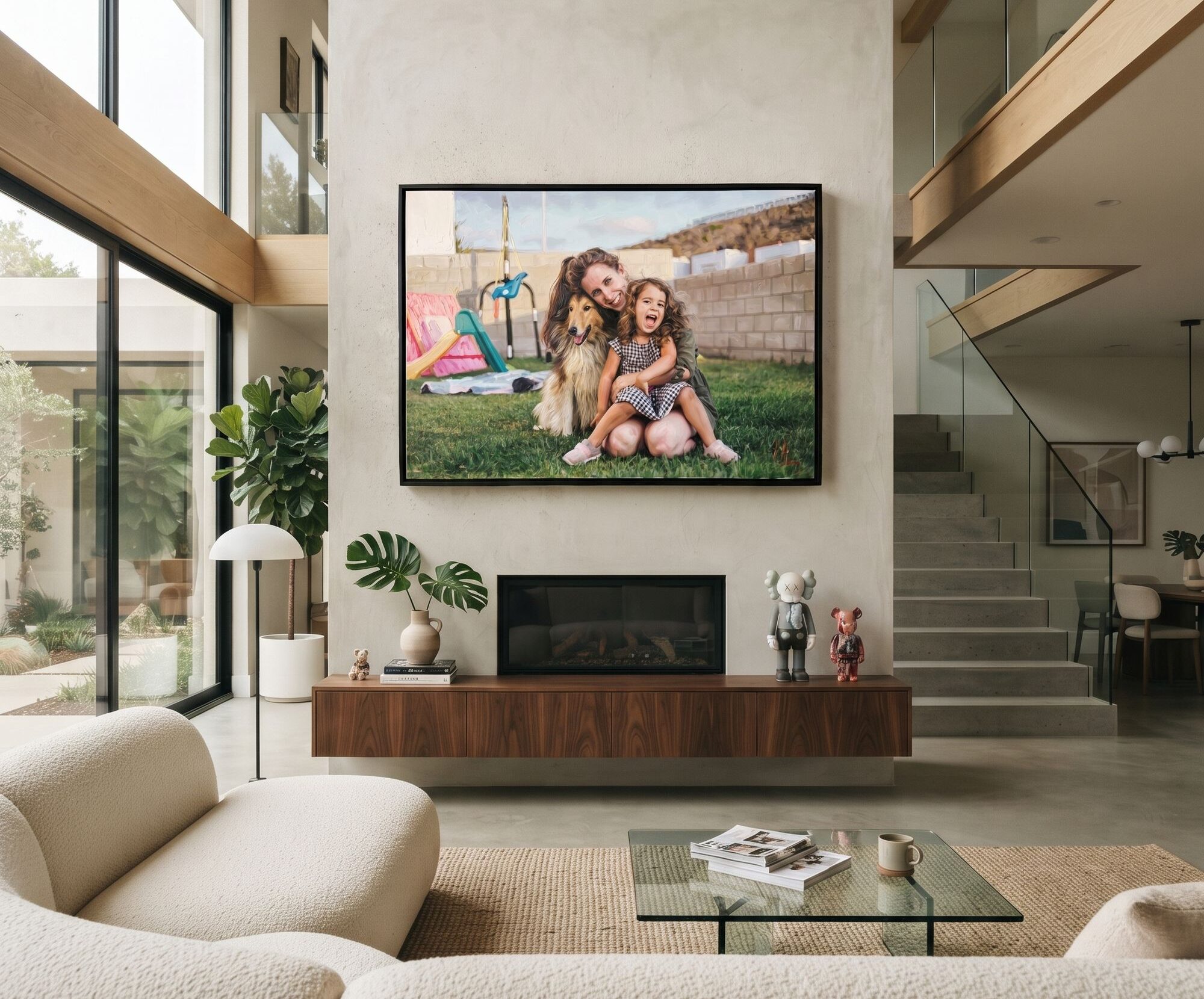 Two girls and a dog in a playground portrait mockup