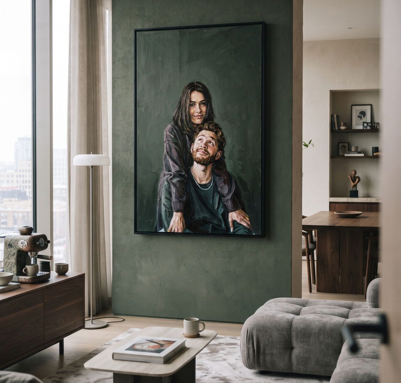Woman's portrait displayed in a dark-toned room