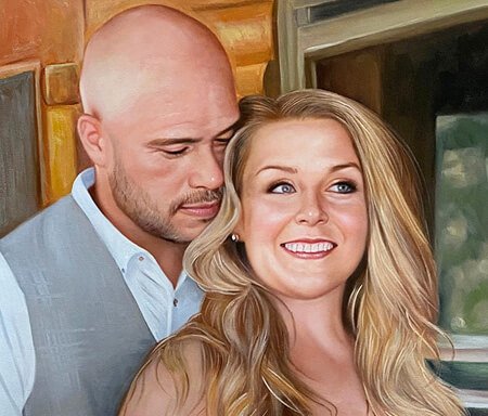 Hand-painted couple portrait